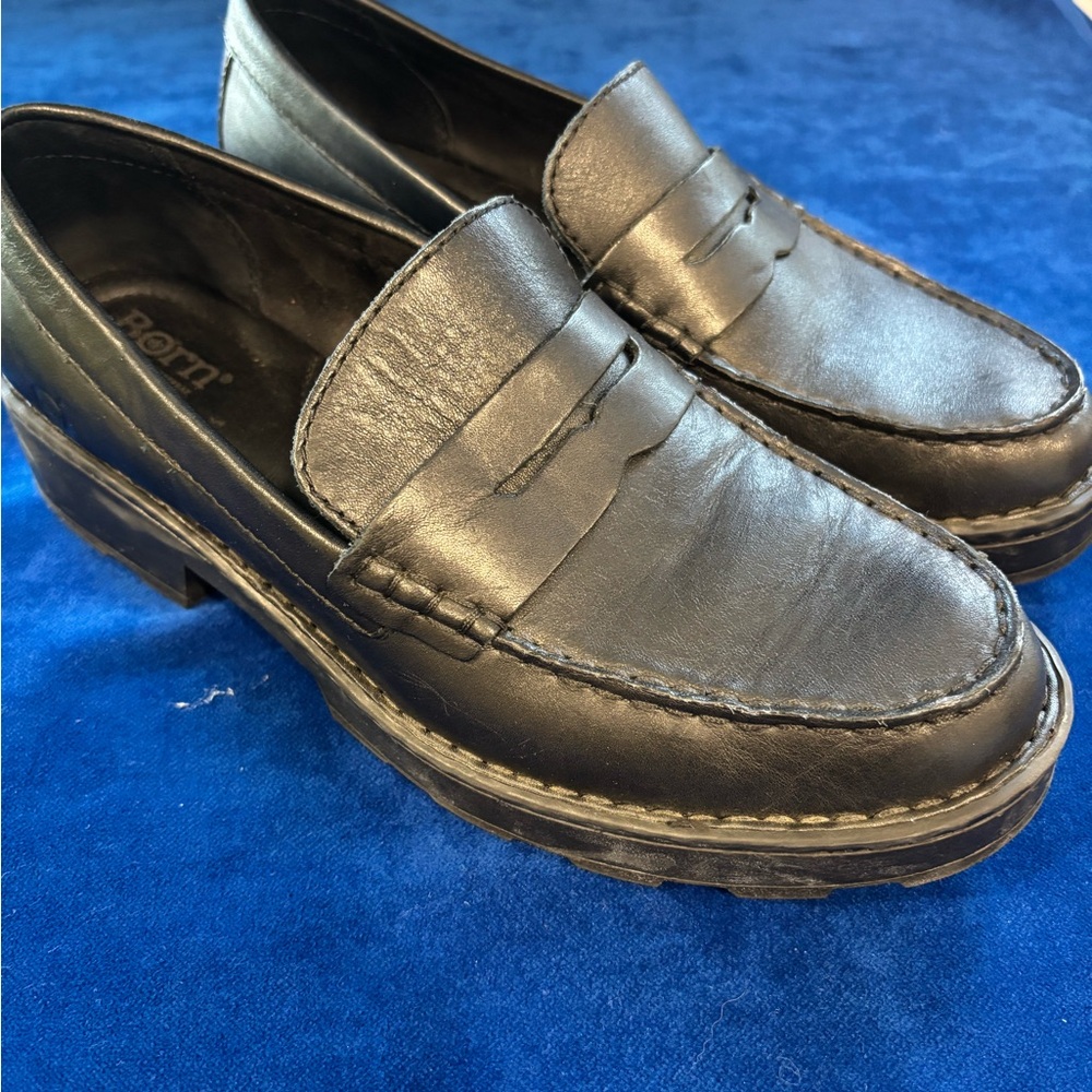 Born Black Leather Loafers